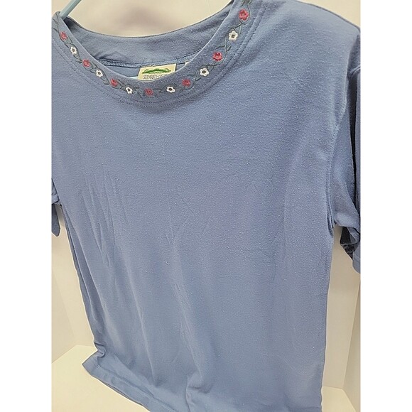 Vtg Separate Issue Women's Blue Embroidered Short Sleeve Shirt Top Size L - Picture 7 of 12